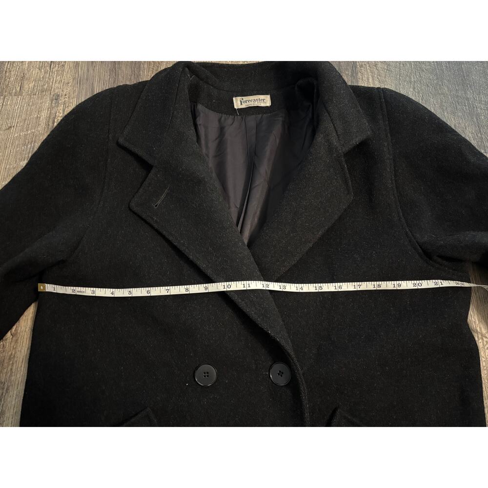 Forecaster of Boston Vintage Pure Wool Double Breasted Long Overcoat Black 11/12 - Picture 4 of 6